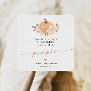 Rustic Fall Pumpkin Baby Shower Square Sticker