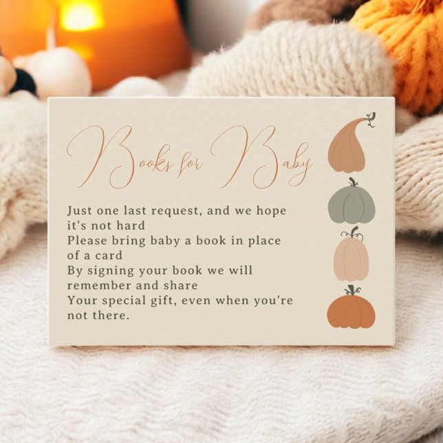 Rustic Fall Pumpkin books for baby shower Enclosure Card (Rustic Fall Pumpkin books for baby shower Enclosure Card)