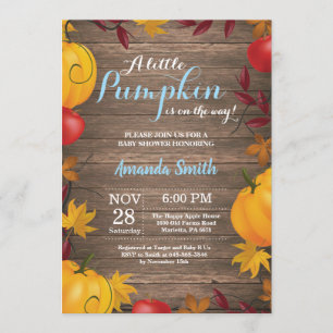 Rustic Fall Pumpkin Boy Baby Shower invitation