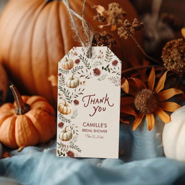 Rustic Fall Pumpkin Bridal Shower Favour Tag (Rustic Fall Pumpkin Thank you favor tag)