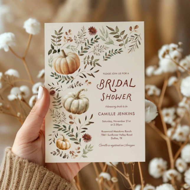 Rustic Fall Pumpkin Bridal Shower Invitation (Rustic Pumpkin Bridal Shower Invitation)