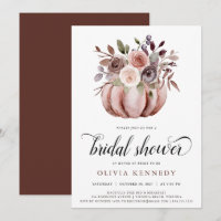 Rustic Fall Pumpkin Bridal Shower Rust Floral 