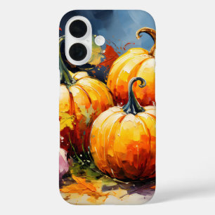 Rustic Fall Pumpkin Colourful Autumn Leaves iPhone 16 Case