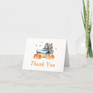 Rustic Fall Pumpkin Crib Baby Shower  Thank You Card