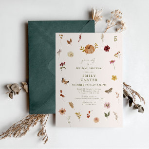 Rustic Fall Pumpkin Floral Bridal Shower Invitation