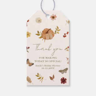 Rustic Fall Pumpkin Floral Bridal Shower Thank You Gift Tags