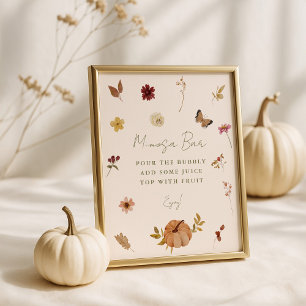 Rustic Fall Pumpkin Floral Mimosa Bar Sign 