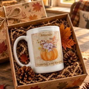 Rustic Fall Pumpkin Floral Watercolor Template Coffee Mug