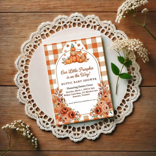 Rustic Fall Pumpkin Fox Baby Shower Invitation (Creator Uploaded)