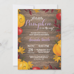 Rustic Fall Pumpkin Girl Baby Shower invitation