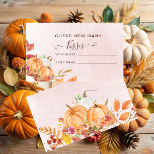 Rustic Fall Pumpkin How Many Kisses Bridal Game Enclosure Card