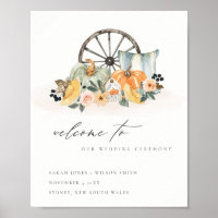 Rustic Fall Pumpkin Leafy Floral Wedding Welcome