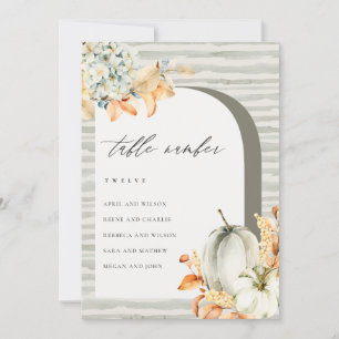 Rustic Fall Pumpkin Leafy Seating Chart Table Card