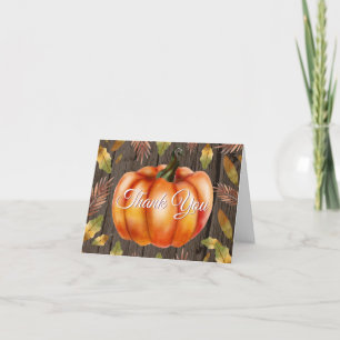 Rustic Fall Pumpkin Orange Thank You card