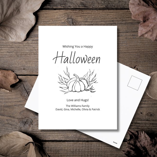 Rustic Fall Pumpkin Simple Typography Halloween  Holiday Postcard (Creator Uploaded)