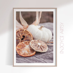 Rustic fall pumpkin still life cosy farmhouse art poster