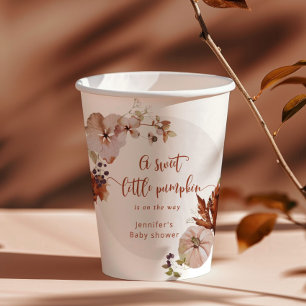 Rustic fall pumpkin thank you tag paper cups