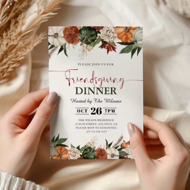 Rustic Fall Pumpkins Friendsgiving Dinner  Invitation (Creator Uploaded)