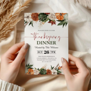 Rustic Fall Pumpkins Thanksgiving Dinner  Invitation