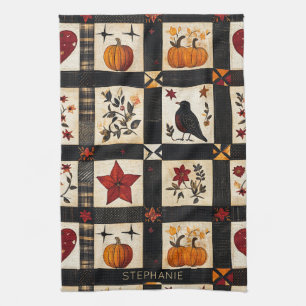 Rustic Fall Quilt Pattern Farmhouse Patchwork Tea Towel