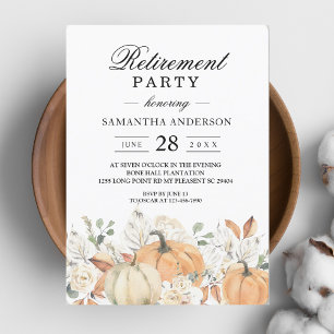 Rustic Fall Retirement Party Invitation   Pumpkin 