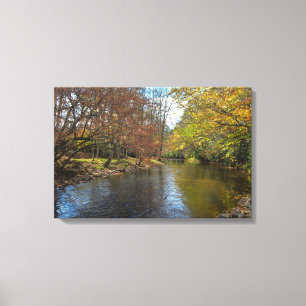 Rustic Fall River Serene Nature Landscape Photo Canvas Print