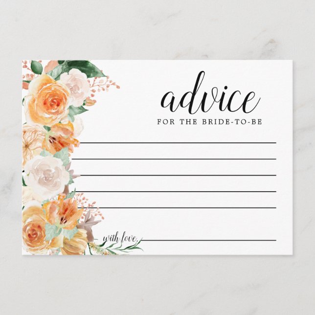 Rustic Fall Rose Floral Words of Advice Card (Front)
