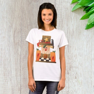 Rustic Fall Scarecrow with Pumpkins and Crow T-Shirt