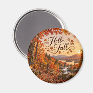 Rustic Fall Season Illustration Magnet