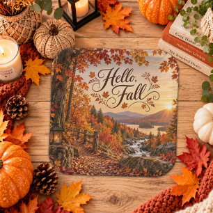 Rustic Fall Season Illustration Paper Plate