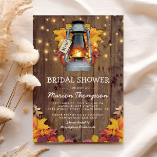 Rustic Fall String Lights Autumn Bridal Shower Invitation