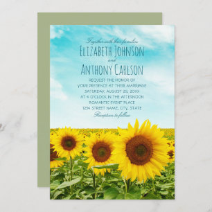 Rustic Fall Sunflower Wedding Country Field Invitation