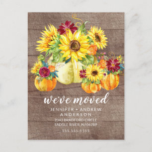 Rustic Fall Sunflowers Pumpkin Moving Announcement
