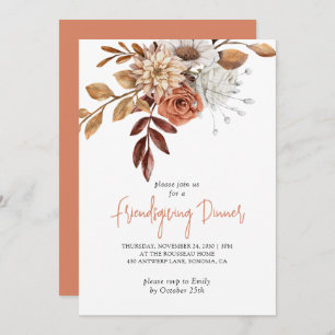 Rustic Fall Terracotta Bisque Floral Friendsgiving Invitation