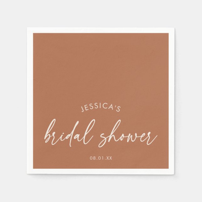 Rustic Fall Terracotta Bridal Shower Napkin (Front)