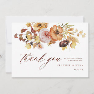 Rustic Fall Terracotta Wedding Thank You Flat Card