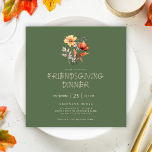 Rustic Fall Thanksgiving Friendsgiving Dinner Invitation