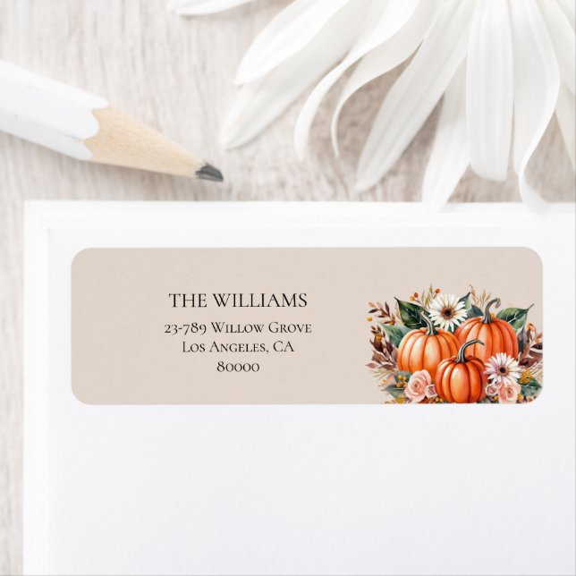 Rustic Fall Theme Pumpkin Return Address Labels (Insitu)