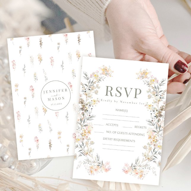 Rustic Fall Tiny Wildflower Wedding RSVP cards (Creator Uploaded)