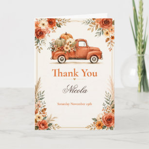 Rustic Fall Truck Baby Shower Thank You Card