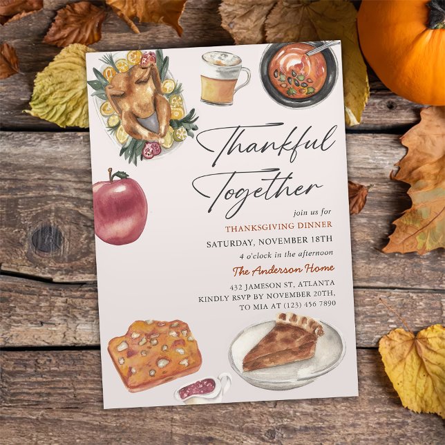Rustic Fall Turkey Thankful Thanksgiving Dinner Invitation (Creator Uploaded)
