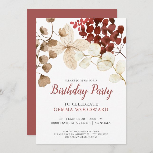 Rustic Fall Watercolor Floral Baby Shower Invitati Invitation (Front/Back)