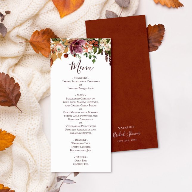 Rustic Fall Watercolor Floral & Greenery  Menu (Creator Uploaded)