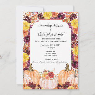 Rustic Fall Watercolor Floral Photo Wedding Invitation