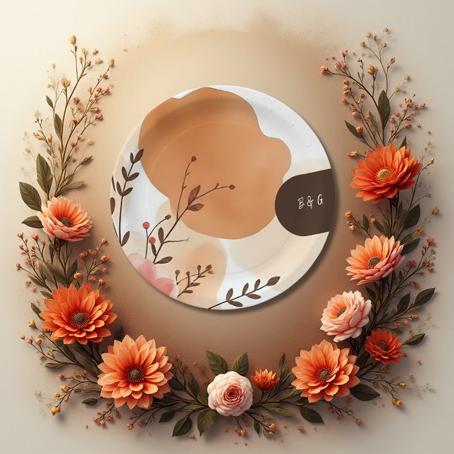 rustic Fall Watercolor Florals  Paper Plate (Creator Uploaded)