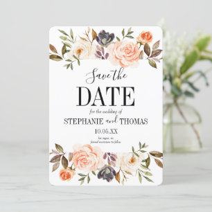 Rustic Fall Watercolor Save the Date Invitation