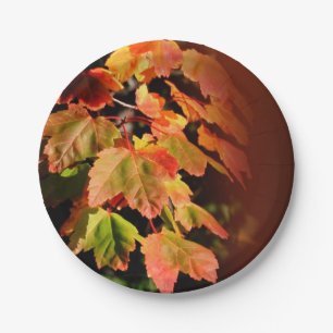 Rustic Fall Wedding Autumn Foliage Photo Leaves Paper Plate