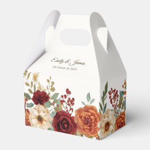 Rustic Fall Wedding Favour Box   Burgundy Roses