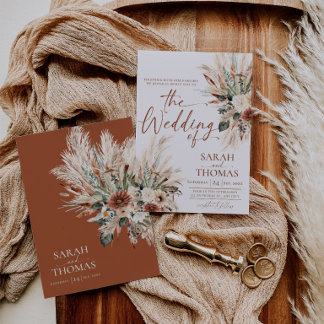 Rustic Fall Wedding Invitation Card Terracotta
