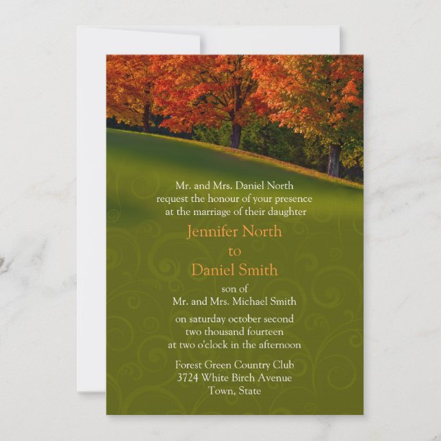 Rustic Fall Wedding Invitation Colours (Front)
